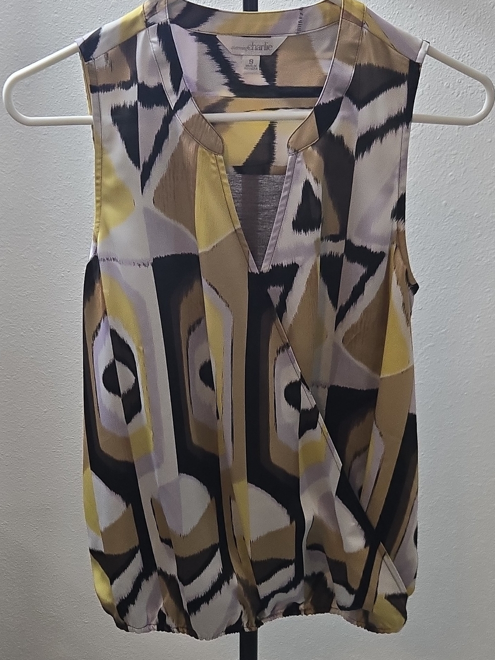 Charming Charlie Yellow Black Geometric Sleeveless Camisole